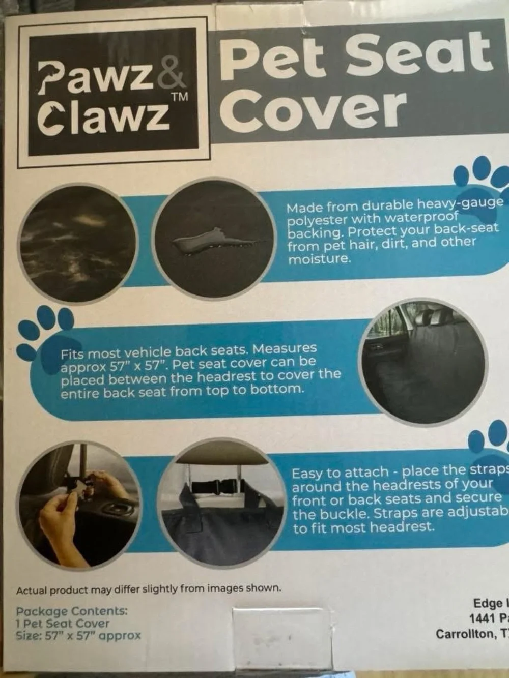 Pawz Clawz Black Pet Seat Cover for Dogs